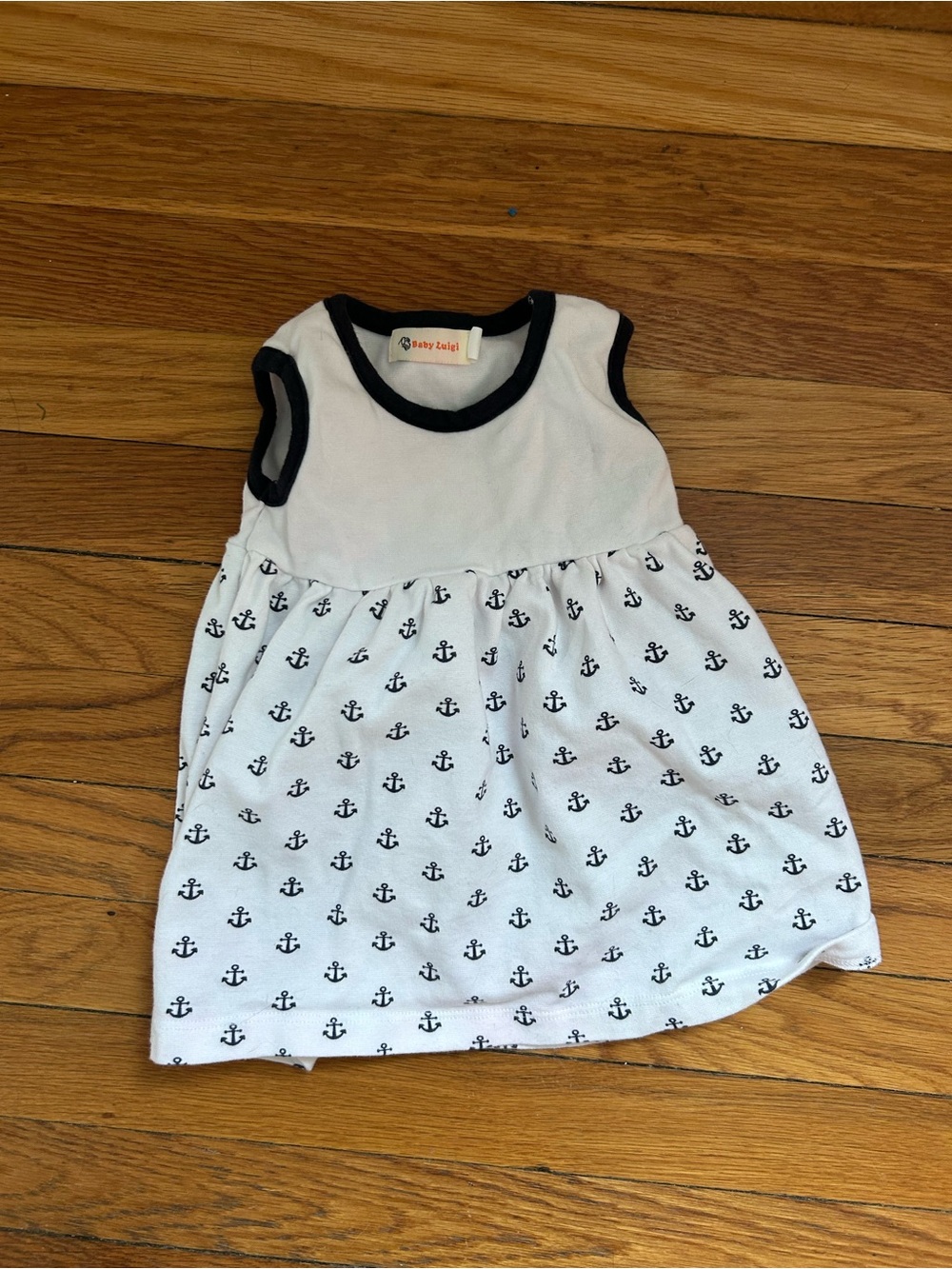 Baby Luigi White & Navy Anchor Tank Dress